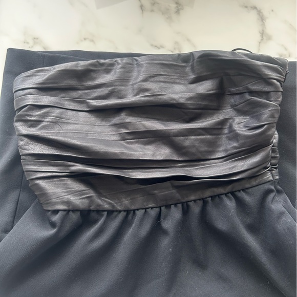 $415 Theory Amandine Chateau Strapless Lamb Leather & Wool Twill Mini Dress 2 ❤️ - Picture 5 of 10